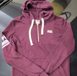 Pink by Victoria's secret Classic maroon hooded half sip sweatshirt size S/P